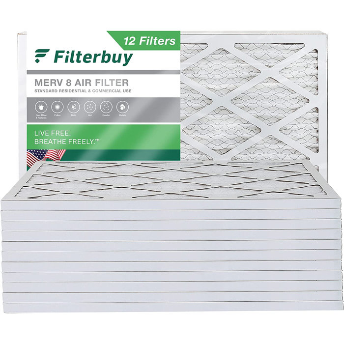 Filterbuy 12x30x1 Air Filter MERV 8, Pleated HVAC AC Furnace Filters